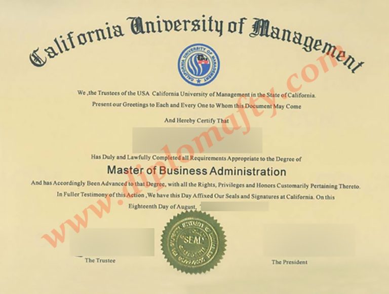 California University of Management diploma