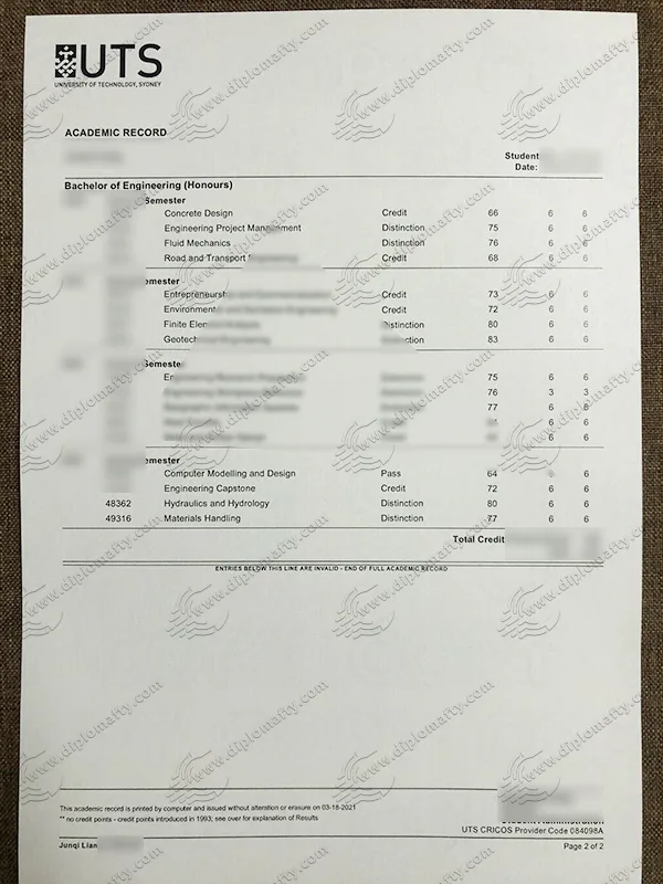 UTS Transcript