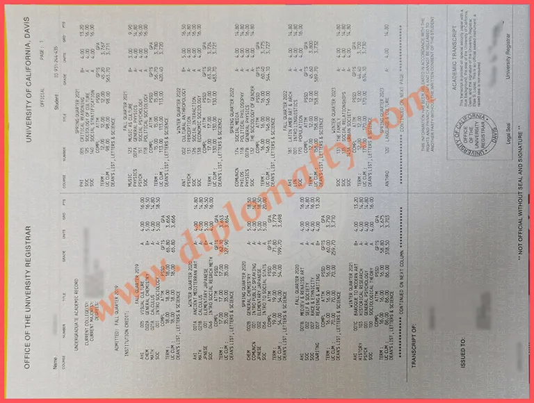 购买加州大学戴维斯分校成绩单