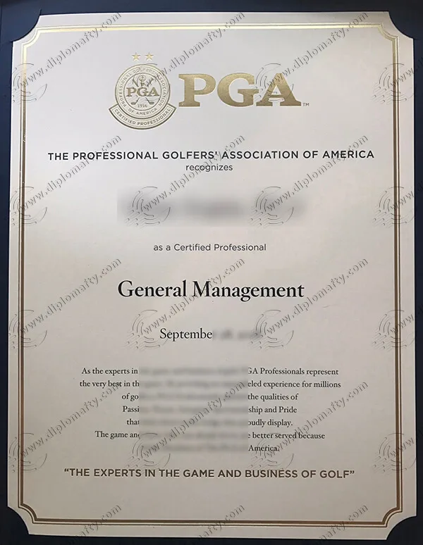 PGA International Golf Institute diploma