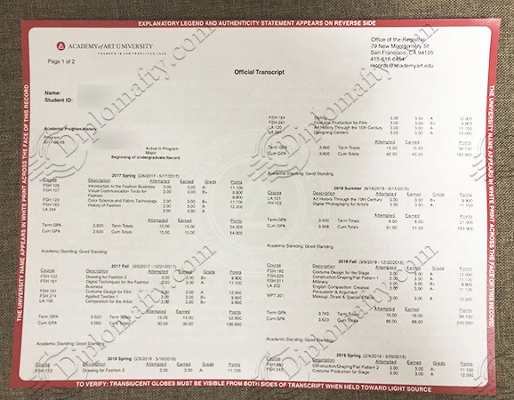 办理旧金山艺术大学成绩单