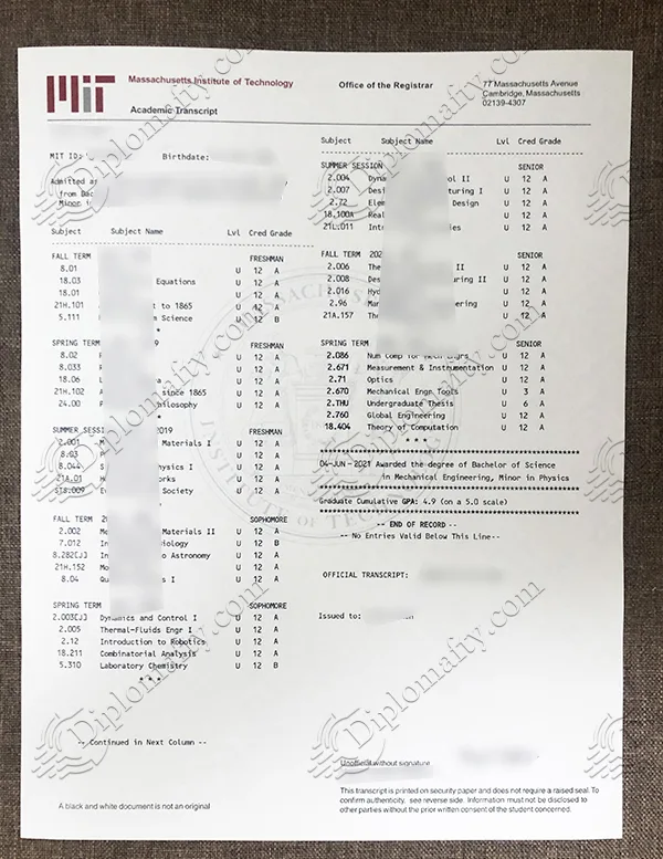 Massachusetts Institute of Technology Transcript