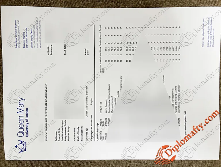 Queen Mary University of London Transcripts