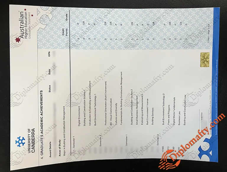 University of Canberra Transcripts