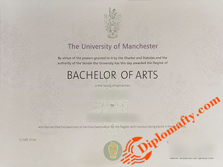 University Manchester Graduation Certificate